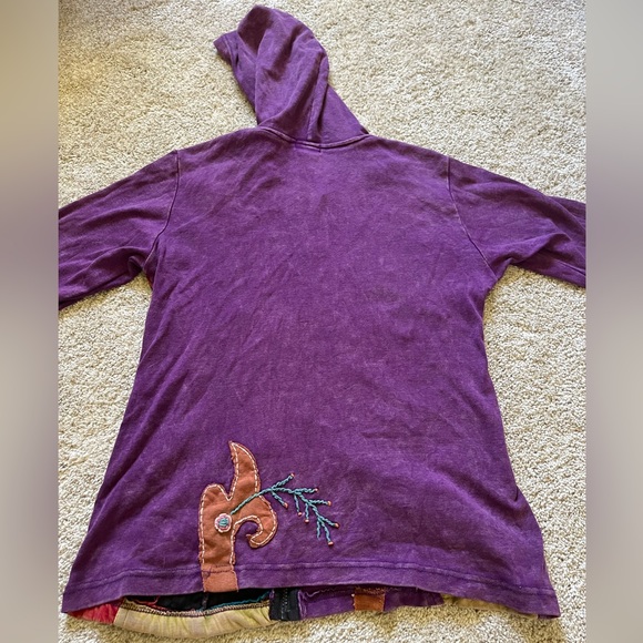 Rising International Women’s Purple Hoodie Size Medium Patchwork Boho Hippie - Picture 8 of 8